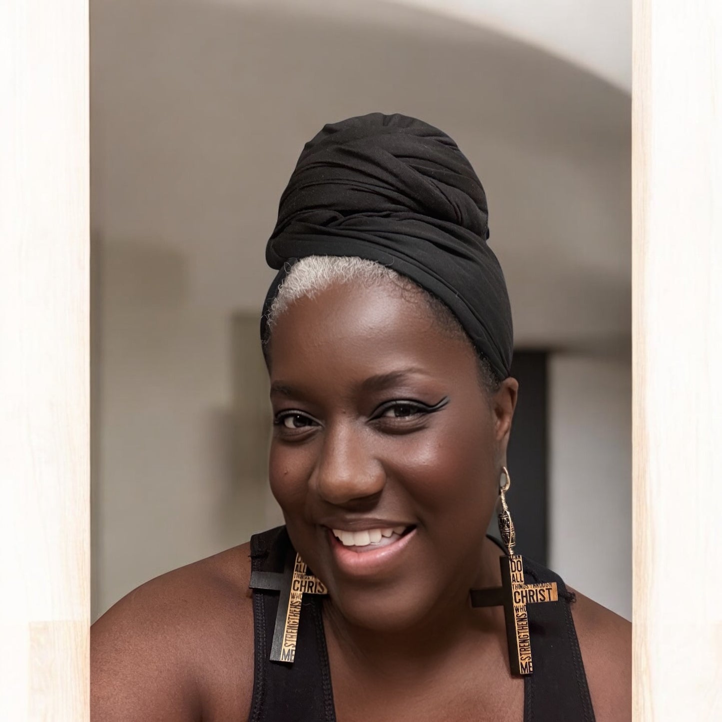 Inspirational Black And Beige Earrings