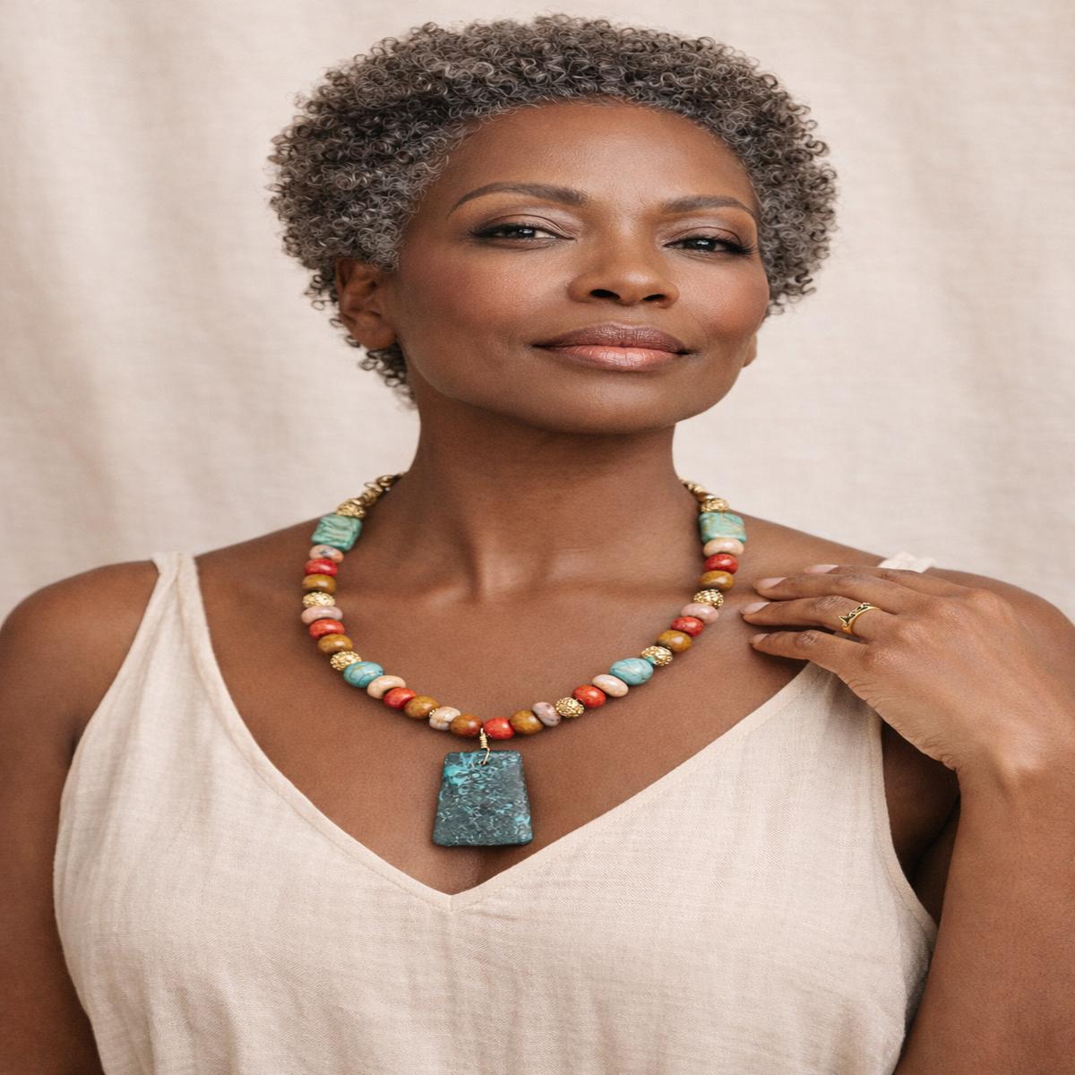 Afrocentric Turquoise Statement Necklace