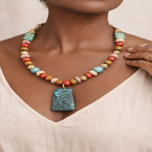Afrocentric Turquoise Statement Necklace