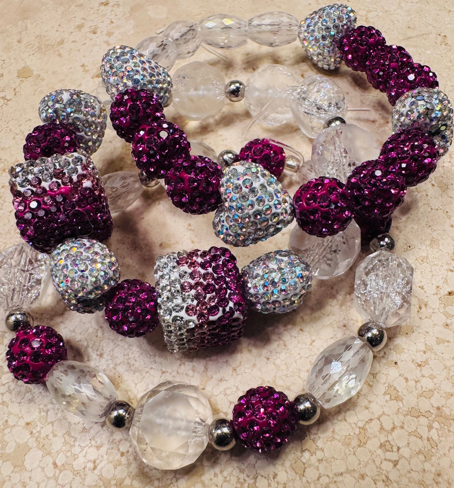 Trio Bling Hot Pink Bracelet Set