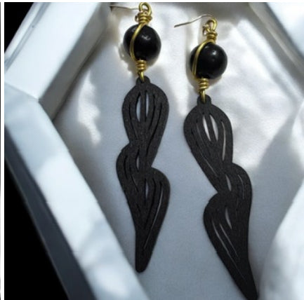 Black Geometric Bead Earrings