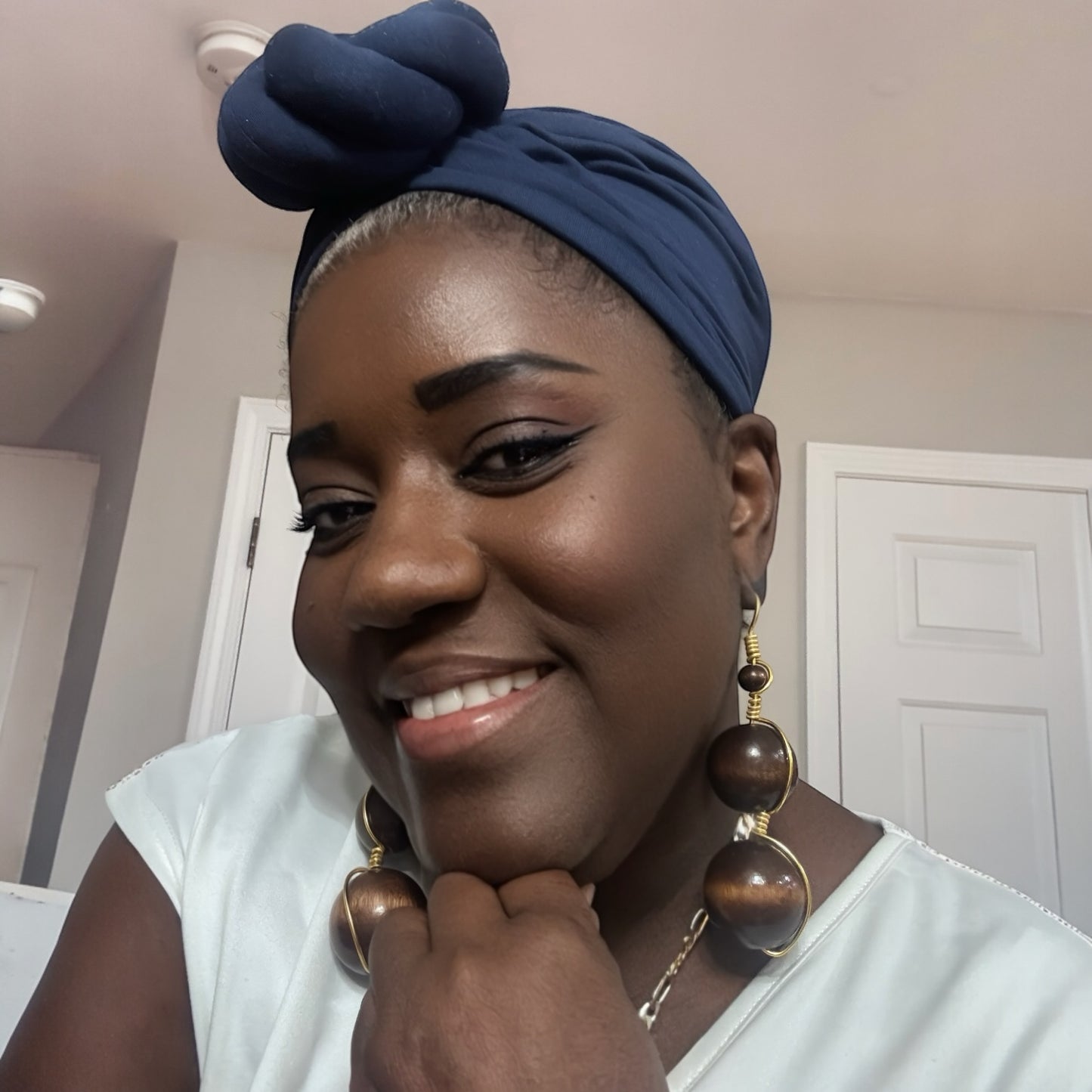 Oversized Knotted Blue Turban Headwrap