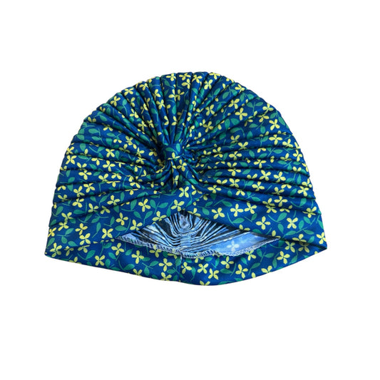 Ethnic Pre Twisted Blue And Yellow Turban Headwrap