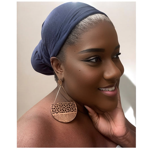 Wood Carved Designed Drop Earrings- 02