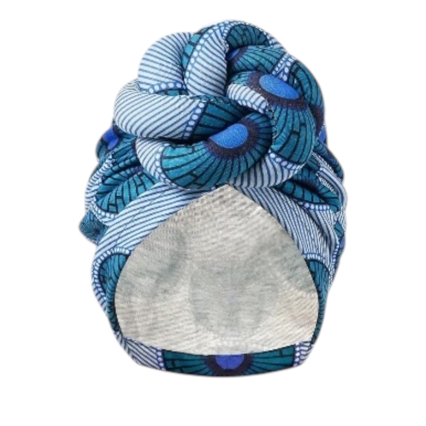 Oversized Knotted Blue and White Print Design Turban Headwrap