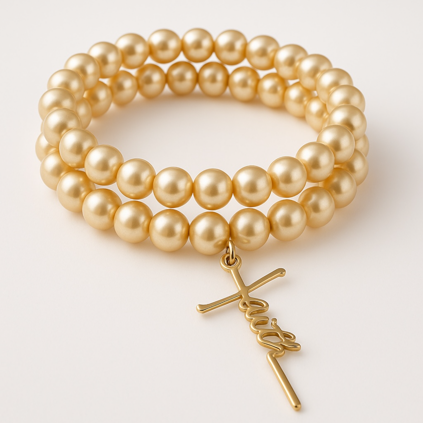 Yellow Glass Bead Faith Bracelet Set