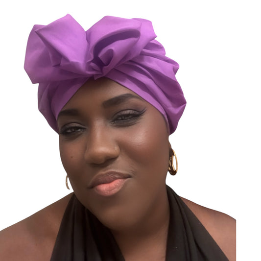 Purple Ruffle Turban Headwrap