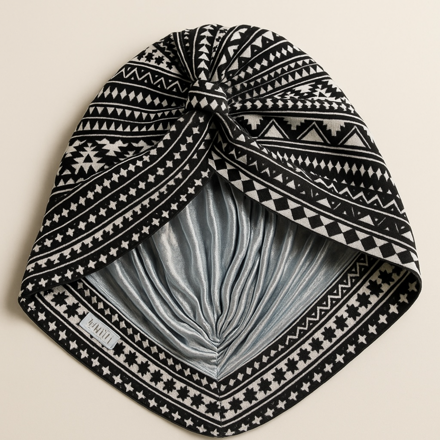 Ethnic Pre Twisted Black And White Turban Headwrap
