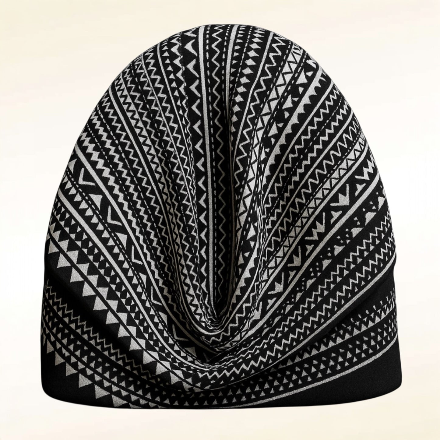 Ethnic Pre Twisted Black And White Turban Headwrap
