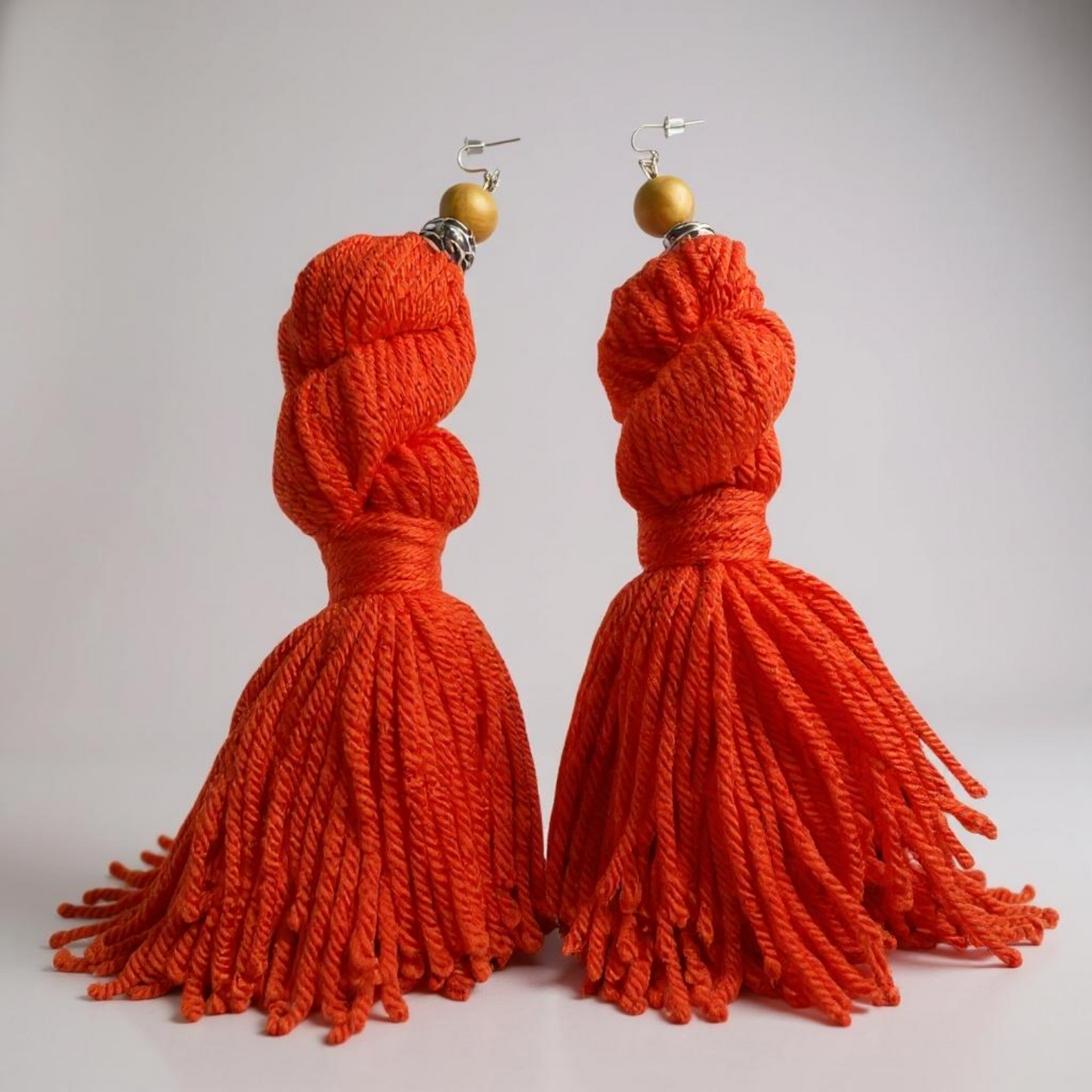 Handmade Orange Twist Yarn Earrings colors