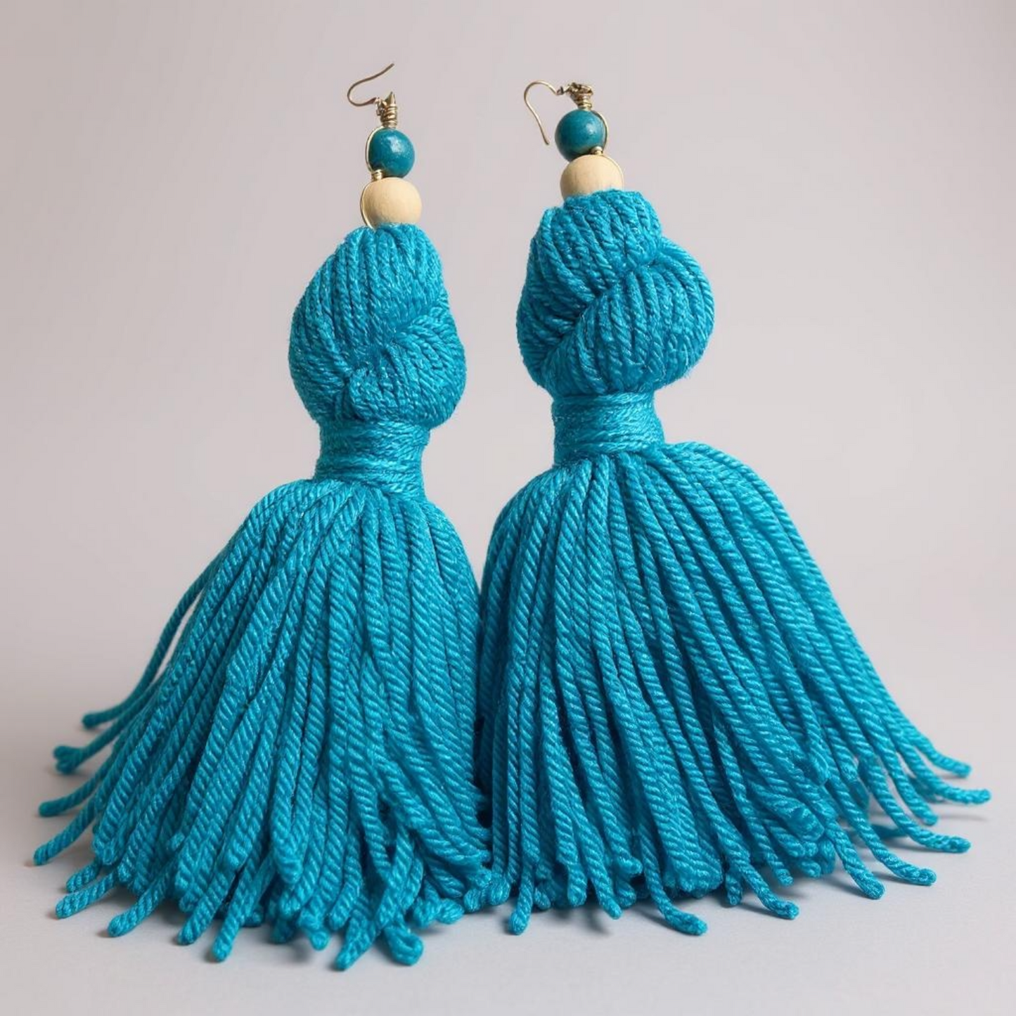 Handmade Turquoise Twist Yarn Earrings