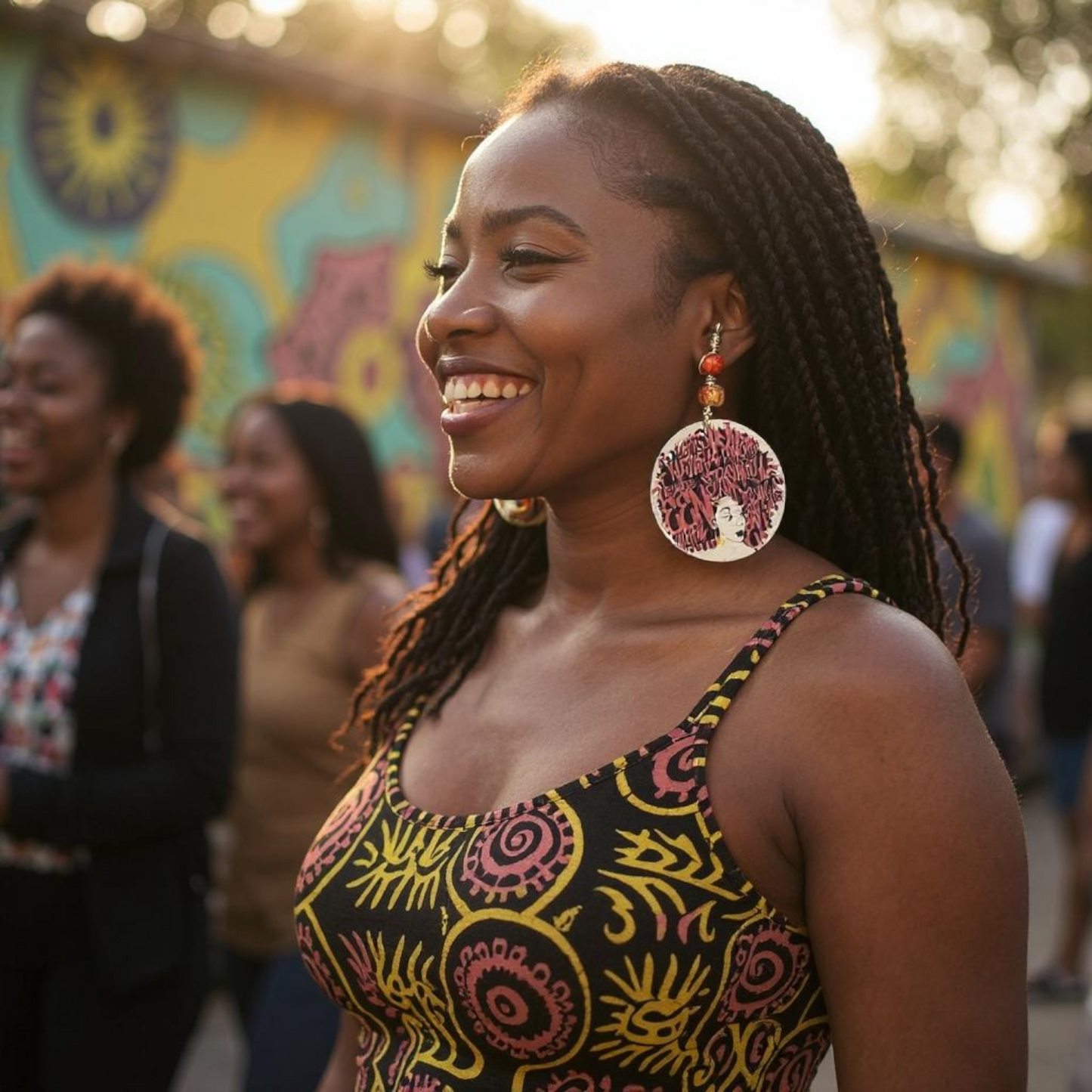 Handmade Afrocentric Wood Bead Earrings
