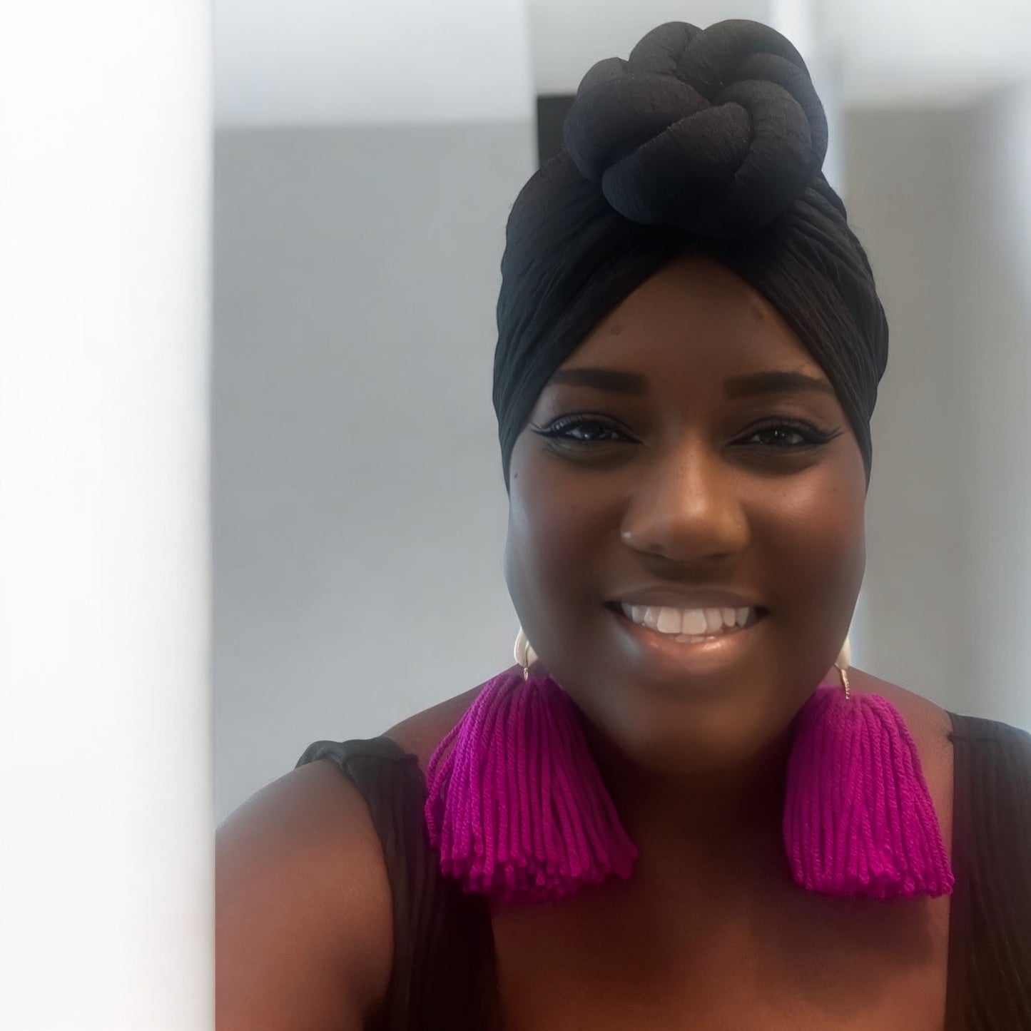 Oversize Knotted Black Turban Head Wrap