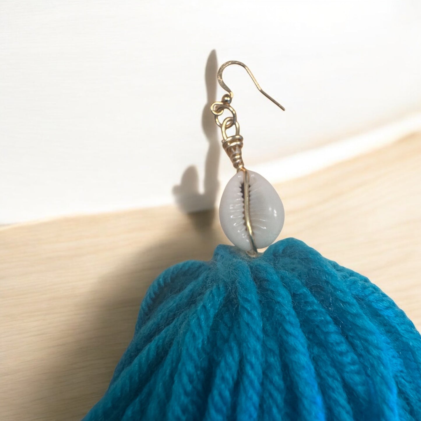 Handmade Turquoise Yarn Earrings