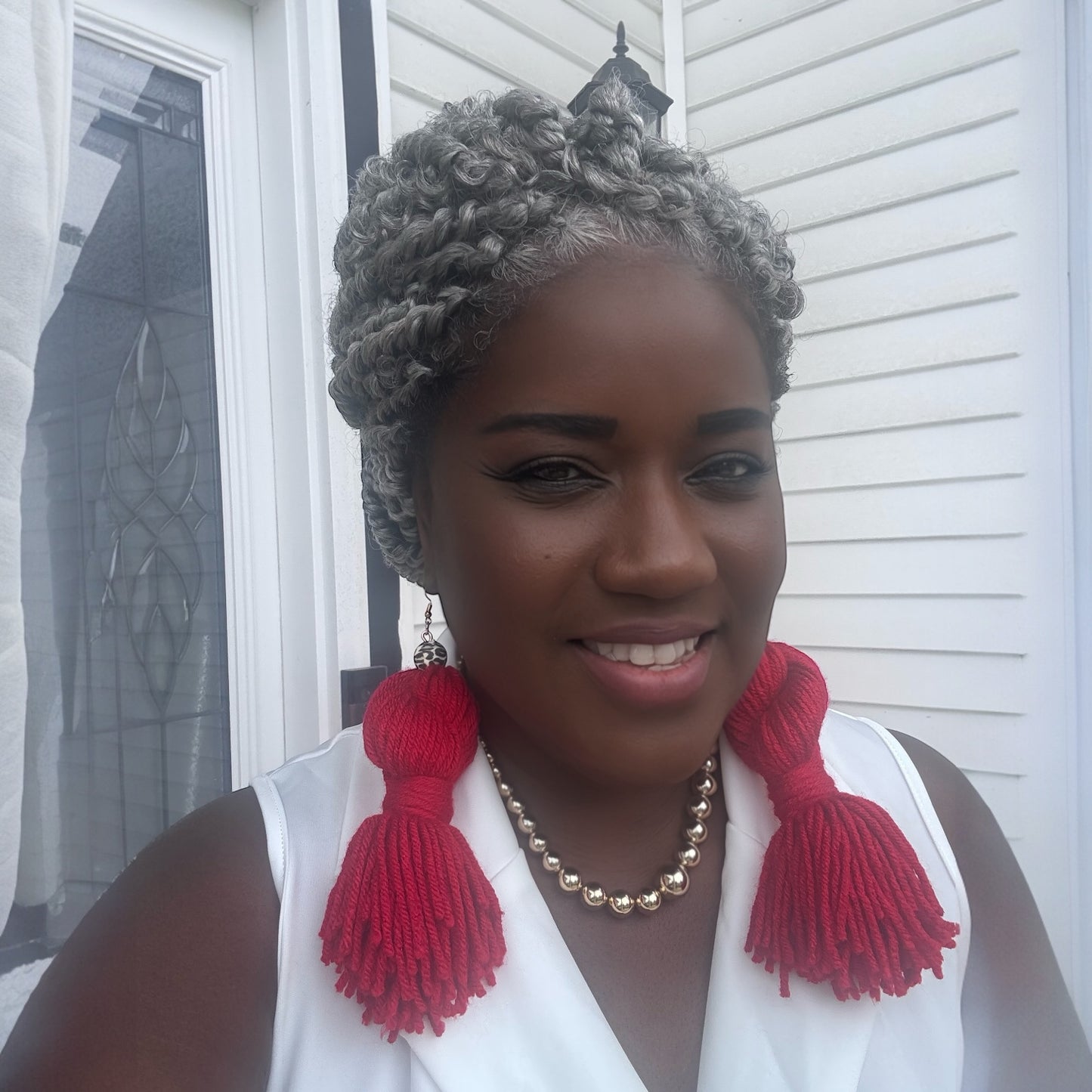 Red Twisted Handmade Tassel Earrings