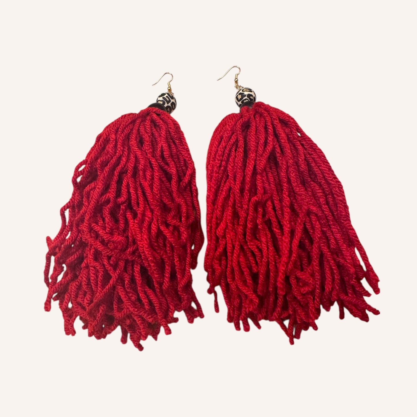 Handmade Red Tassel Earrings