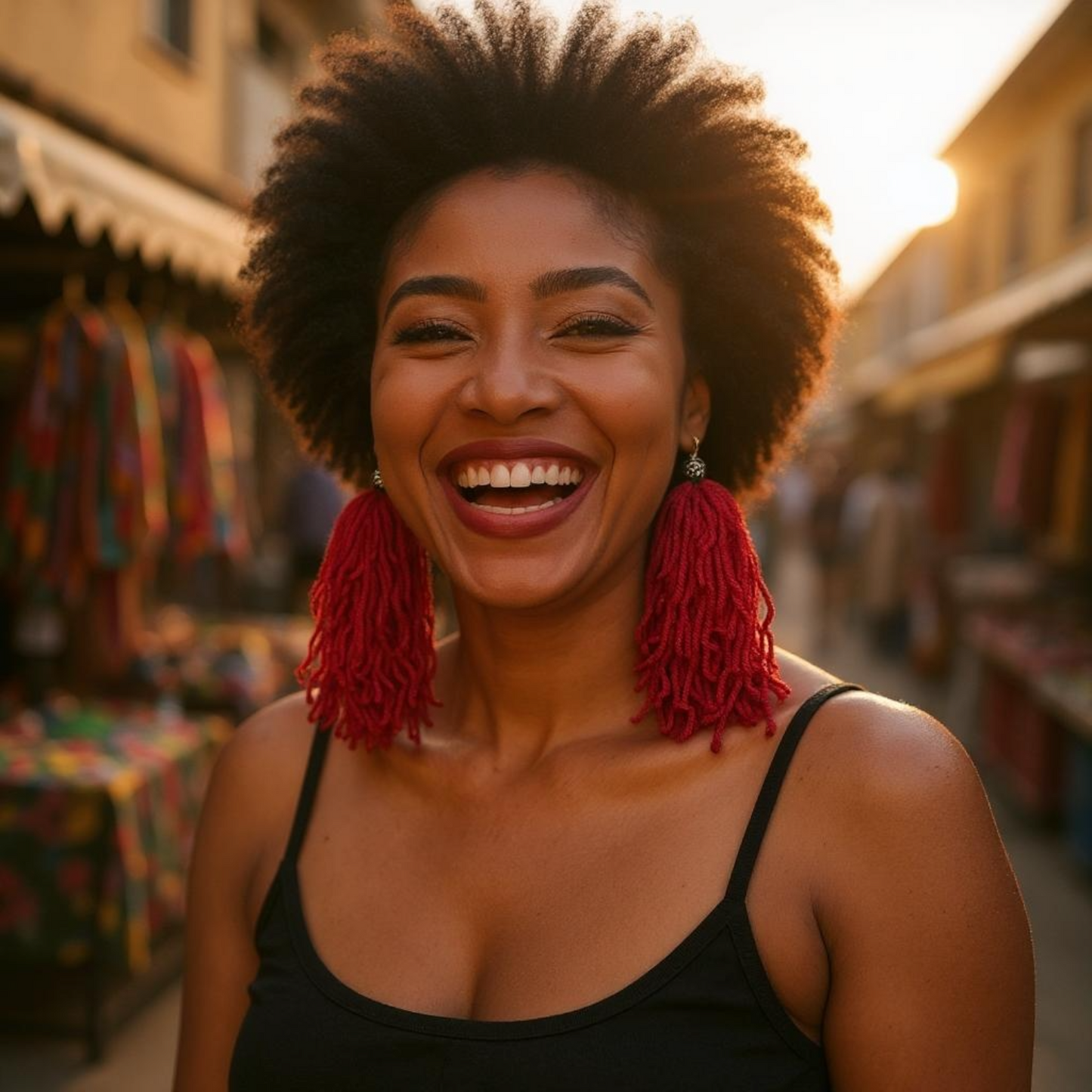 Handmade Red Tassel Earrings