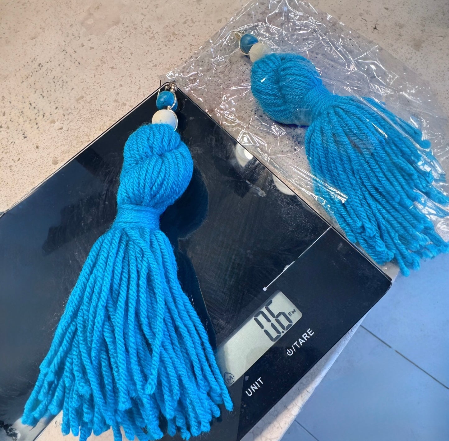 Handmade Turquoise Twist Yarn Earrings