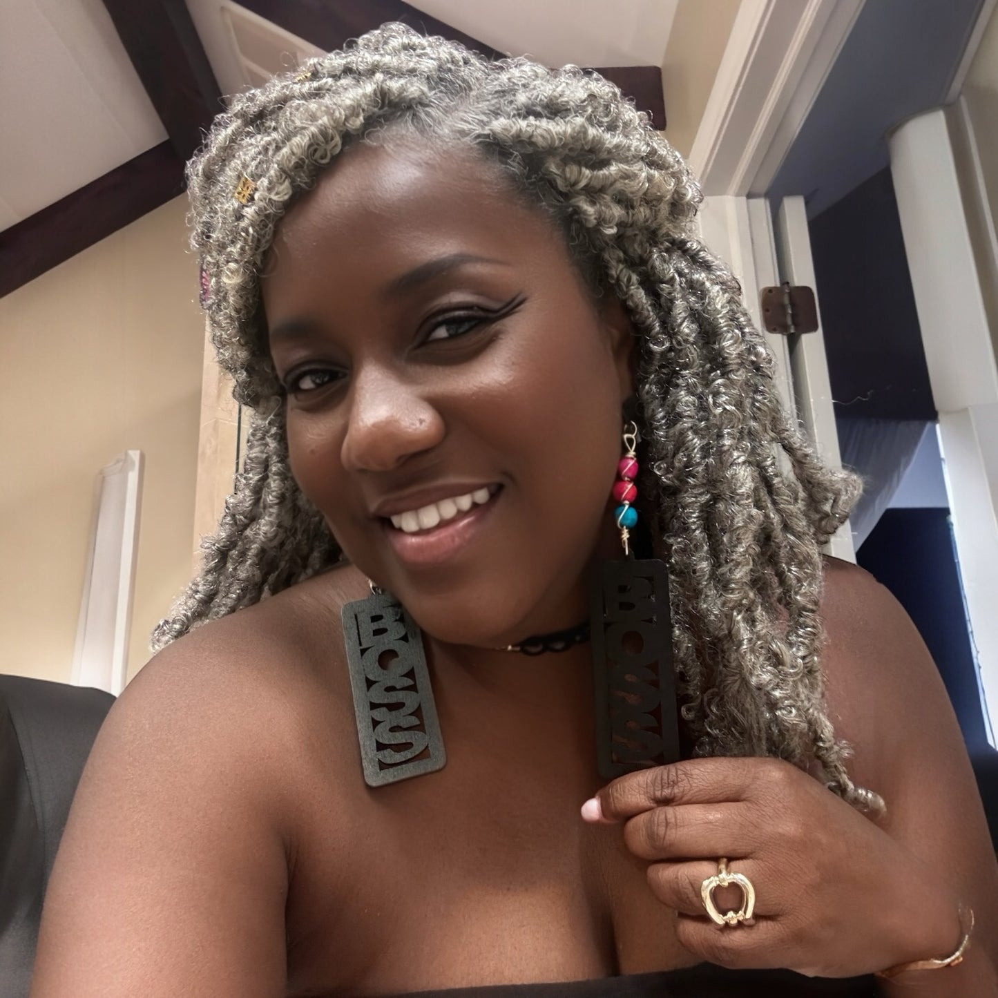 Retro Wood BOSS Earrings