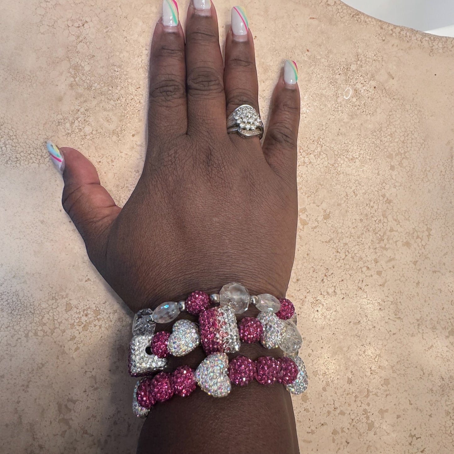 Trio Bling Hot Pink Bracelet Set