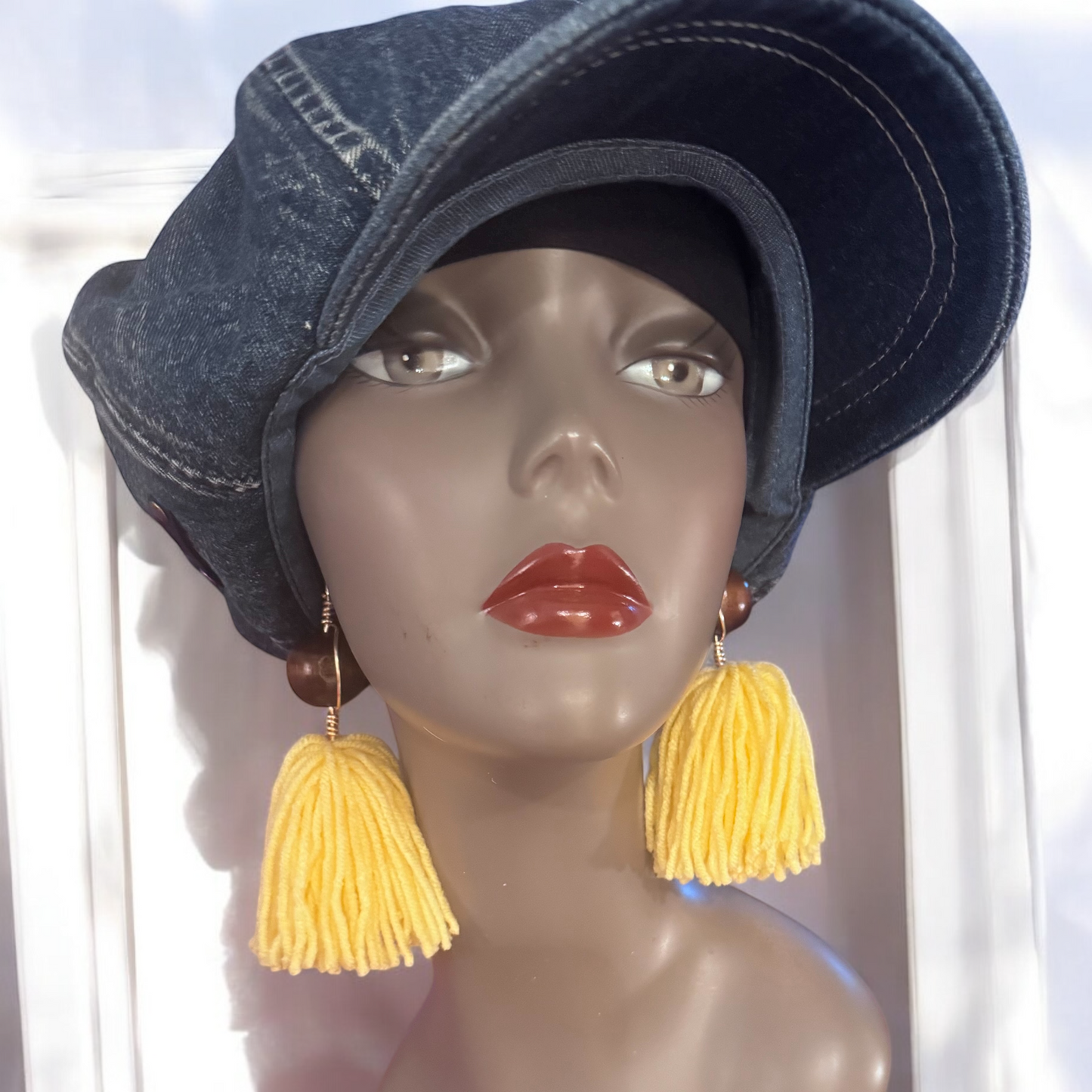 Yellow Tassel Earrings | Handmade Yarn Earrings