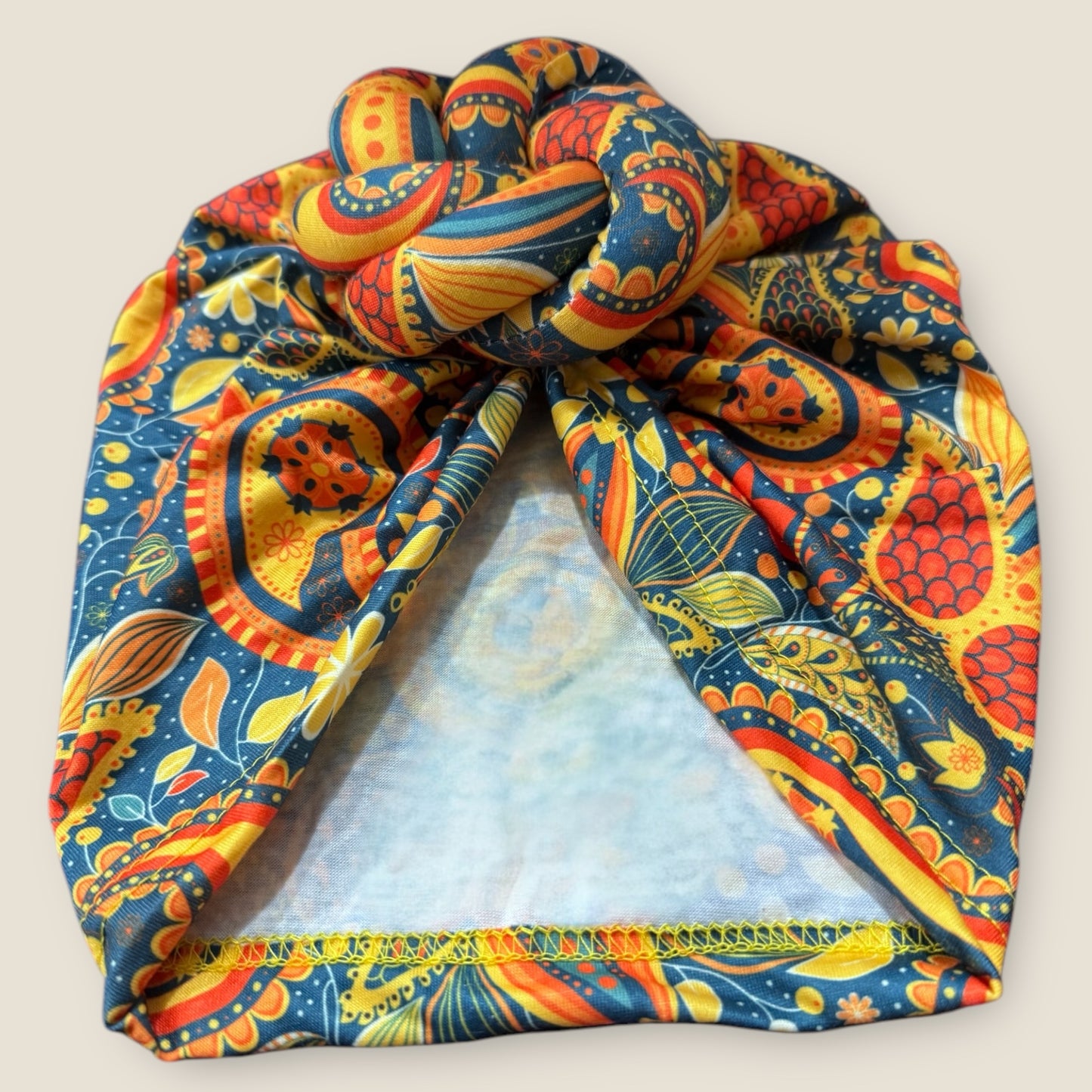 Tropical Orange Turban Headwrap With Oversize knot
