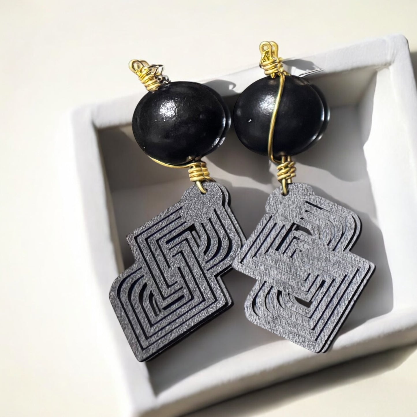 Handmade Statement Beaded Earrings with Goldwire - Creative Design