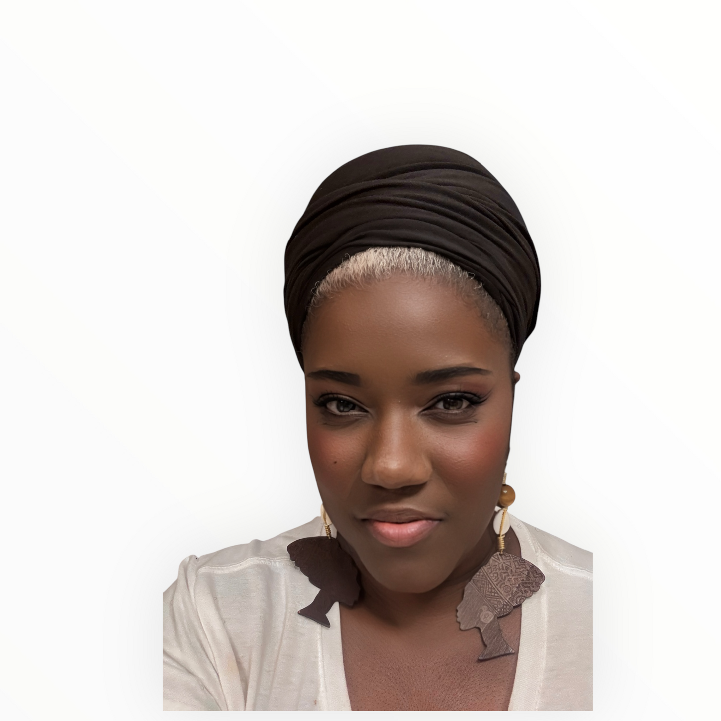 Wooden Nefertiti Earrings | Handmade Gold Accents