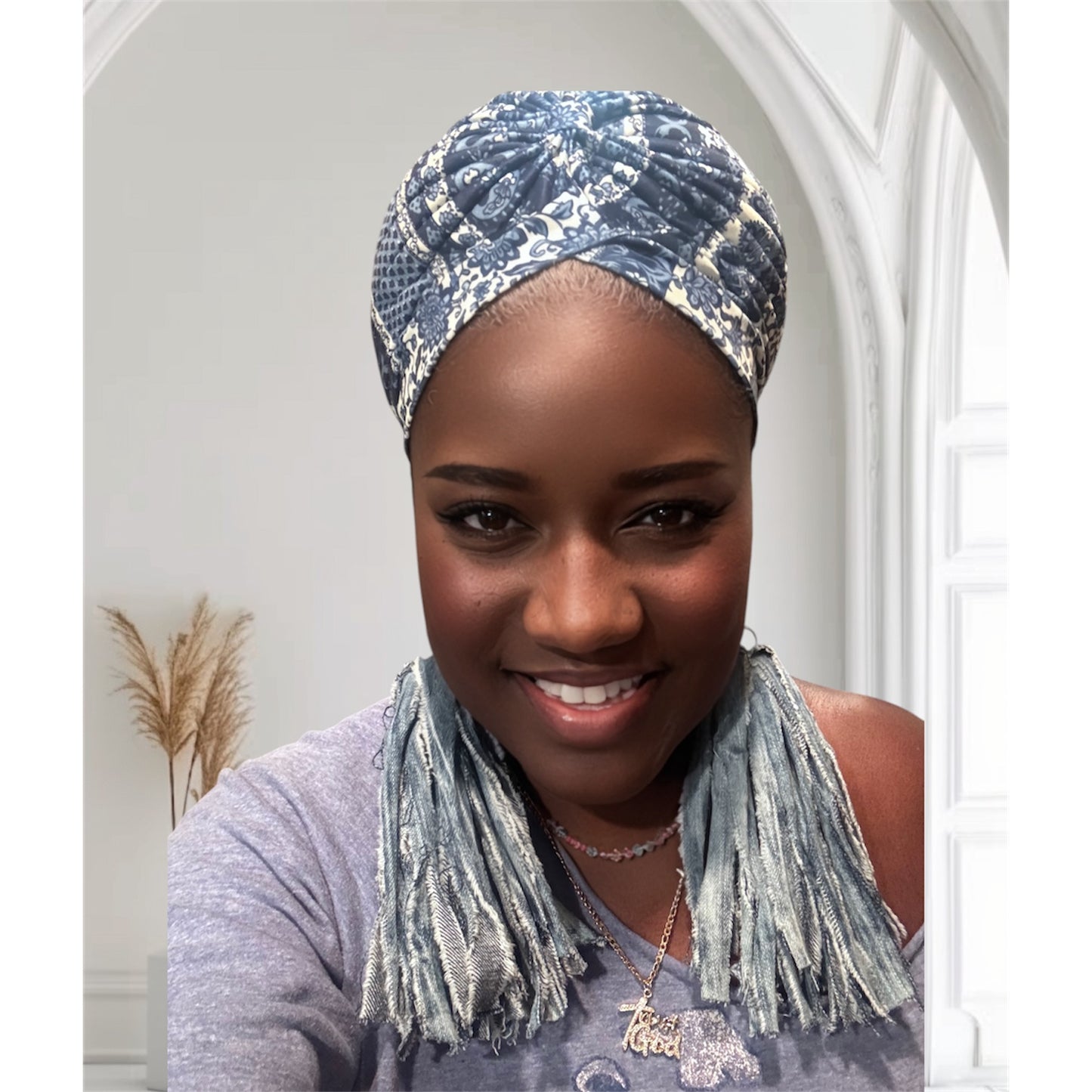 Ethnic Pre Twisted Blue Turban Headwrap