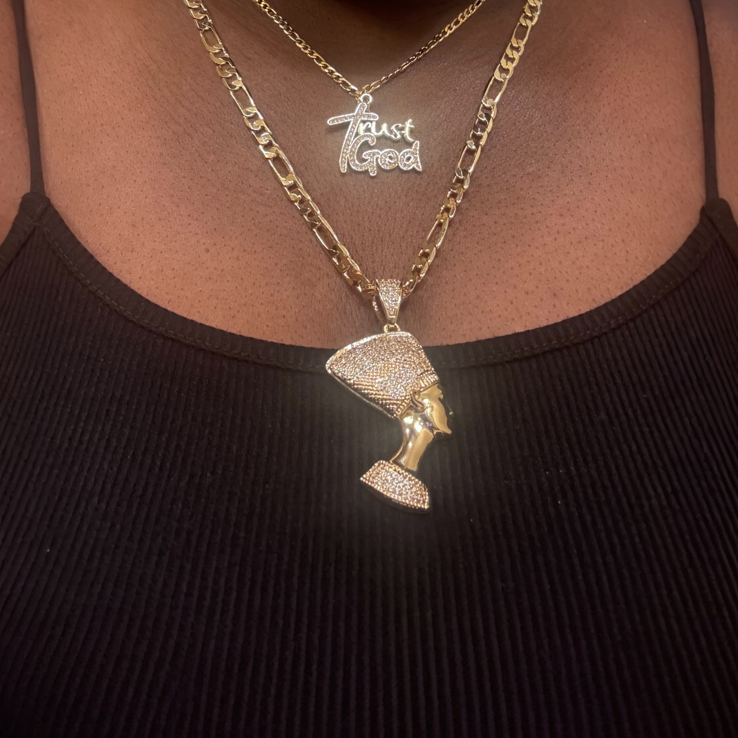 Nefertiti 18k Gold Plated Figaro Chain Necklace