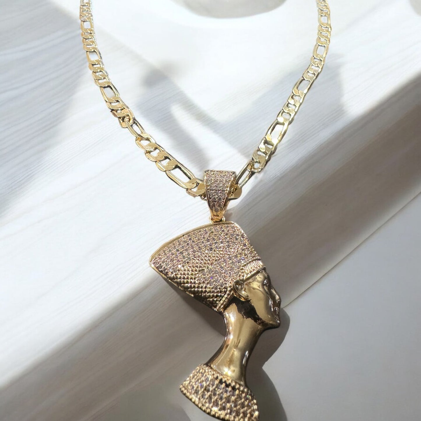 Nefertiti 18k Gold Plated Figaro Chain Necklace