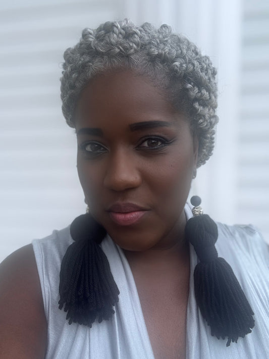 Black Twist Handmade TasselYarn Earn Earrings
