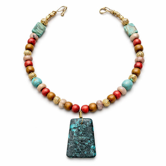 Afrocentric Turquoise Statement Necklace