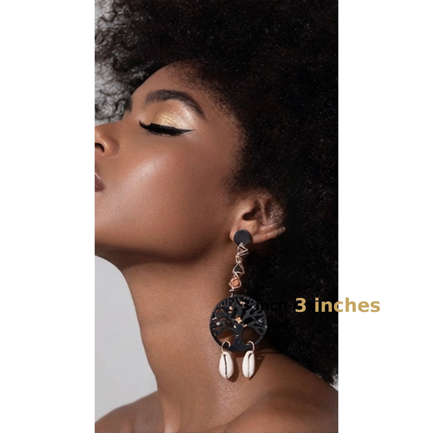 Afrocentric Tree of Life Cowrie Statement Earrings