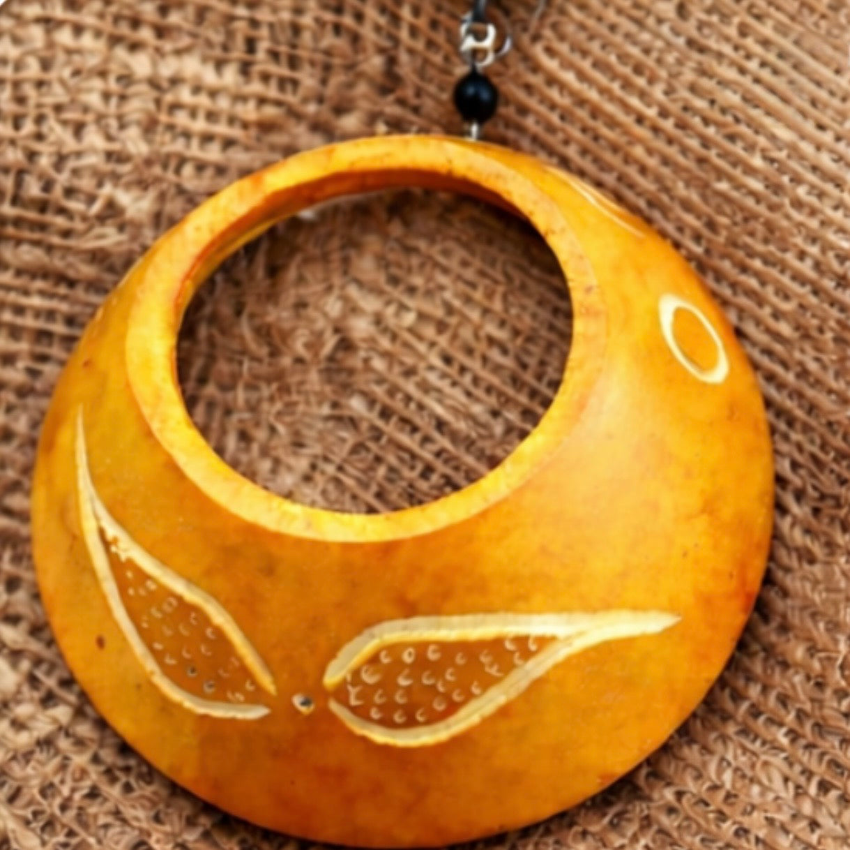 Afrocentric Yellow Calabash Statement Earrings – Handmade Wooden African Bold Lightweight Earrings for Women