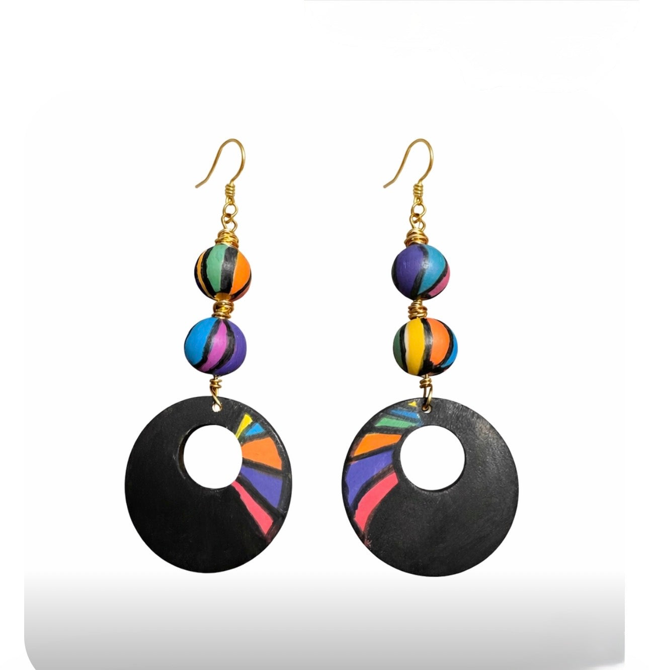 Afrocentric Midnight Color Splash Statement Earrings