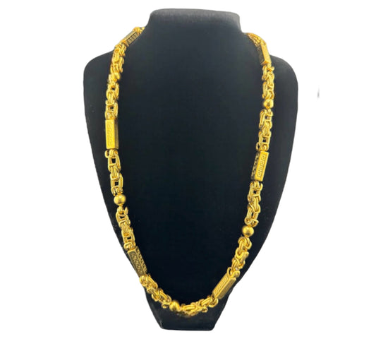 316L Stainless Steel Necklace Gold Byzantine Bead Link Chain Necklace