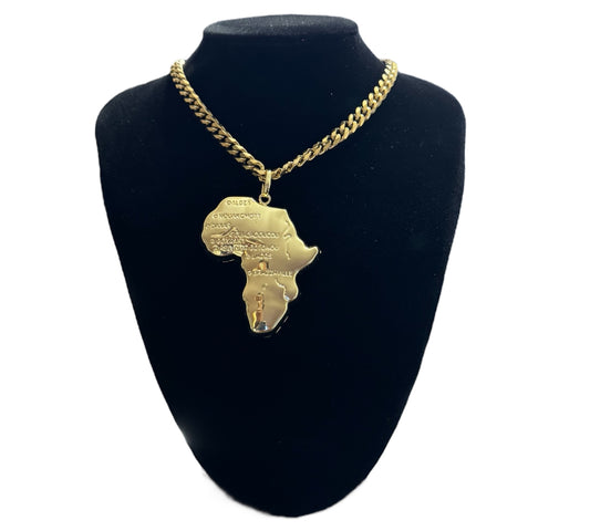 18k Gold Plated African Map Pendant Necklace - Guaranteed Color Perfection