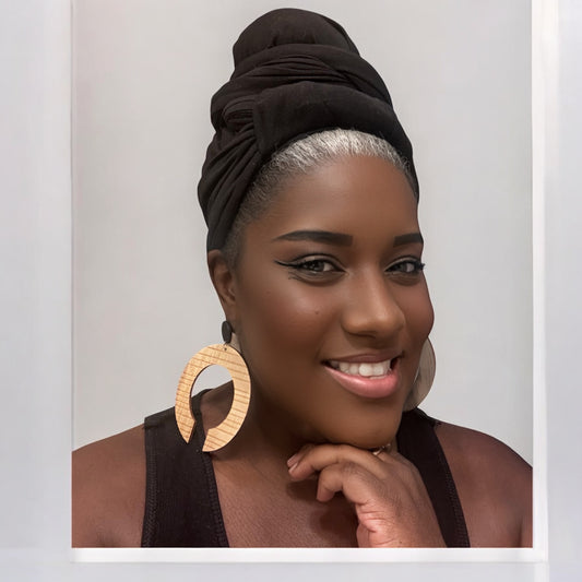 Oversized Wood Hoop Stud Earrings