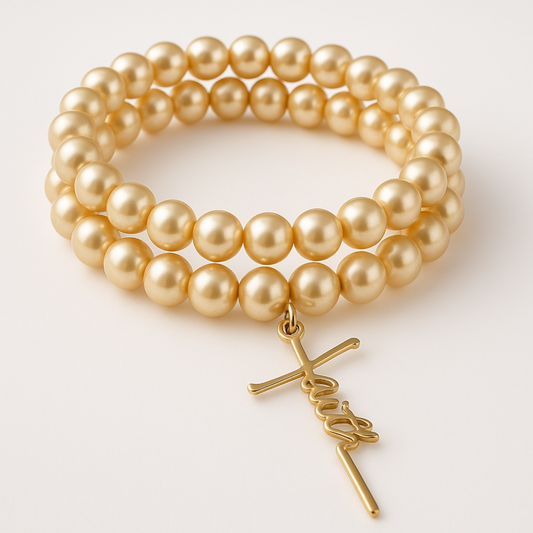 Yellow Glass Bead Faith Bracelet Set