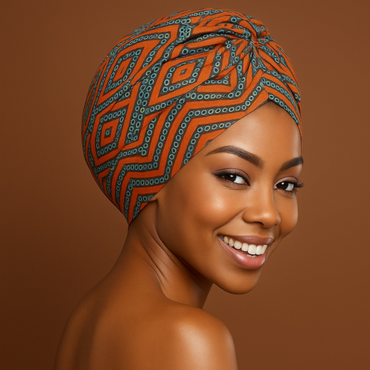 Ethnic Pre Twisted Brown Turban Headwrap