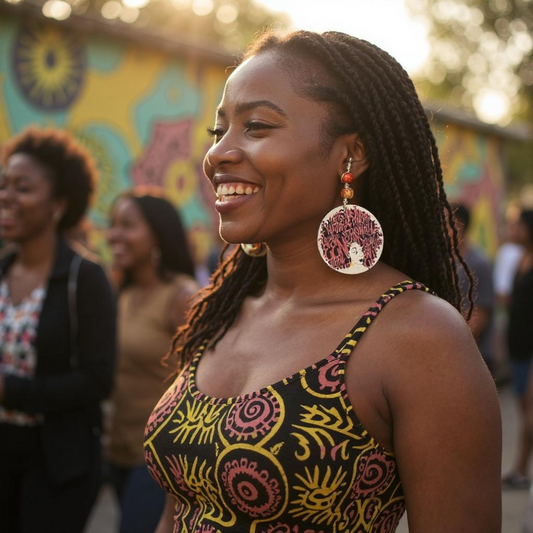 Handmade Afrocentric Wood Bead Earrings