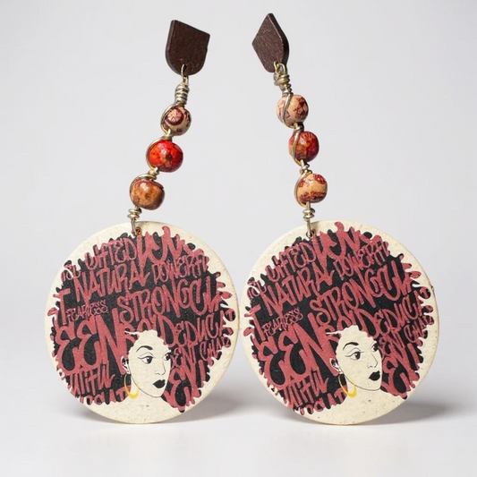 Handmade Afrocentric Wood Bead Earrings