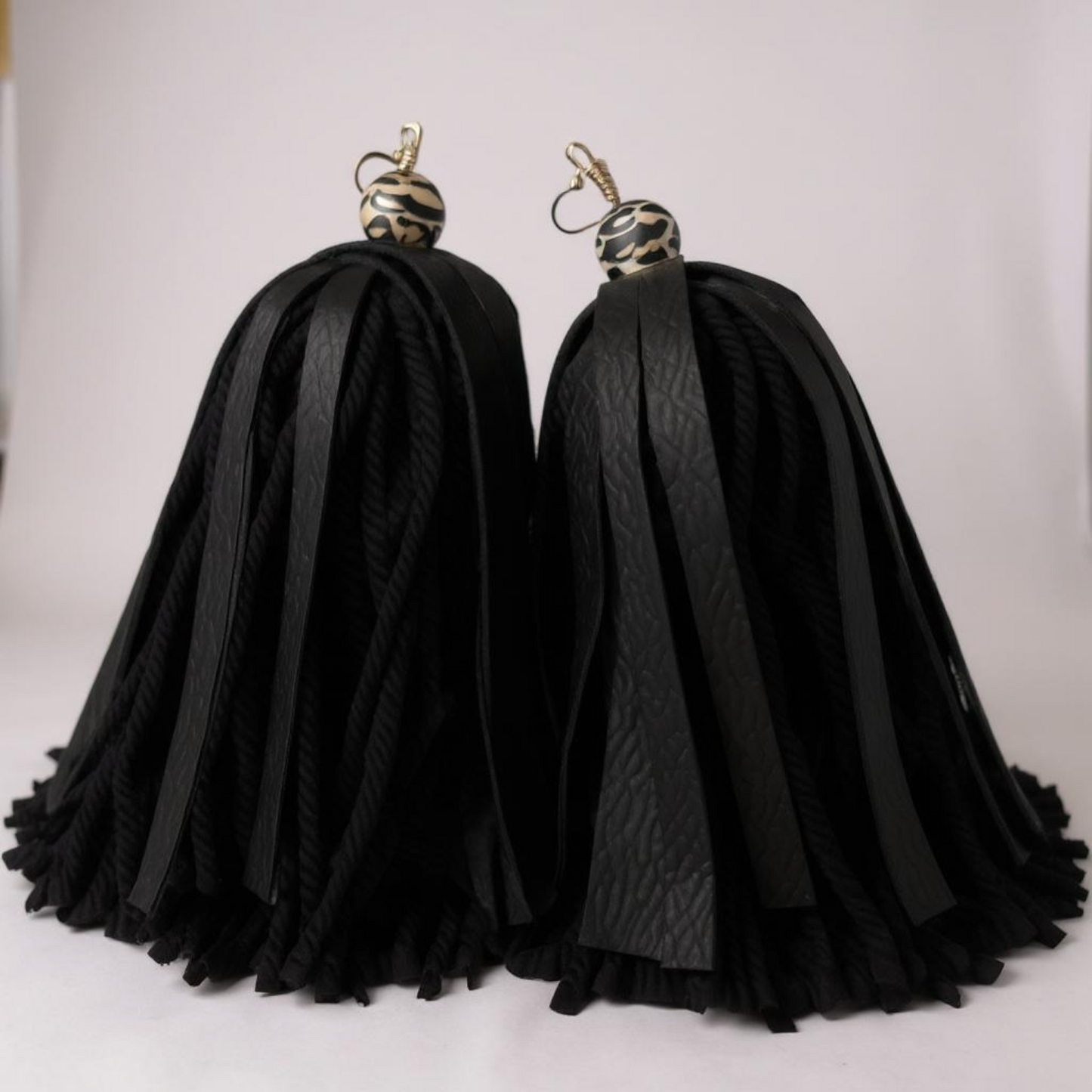 Black Tassel Yarn Earrings Earrings