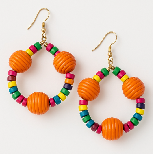 Orange Beaded Earrings