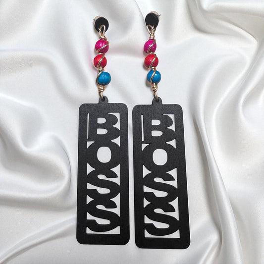 Retro Wood BOSS Earrings