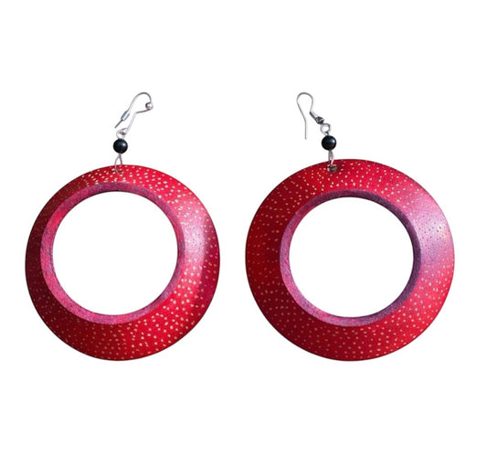 Afrocentric Red Calabash Statement Earrings