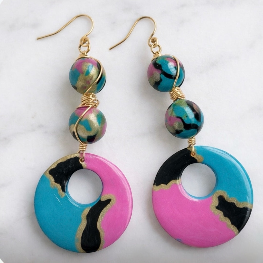 Afrocentric Aqua Color Burst Earrings