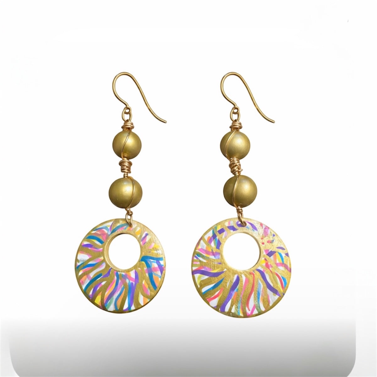 Afrocentric Golden Radiance Color Splash Statement Earrings
