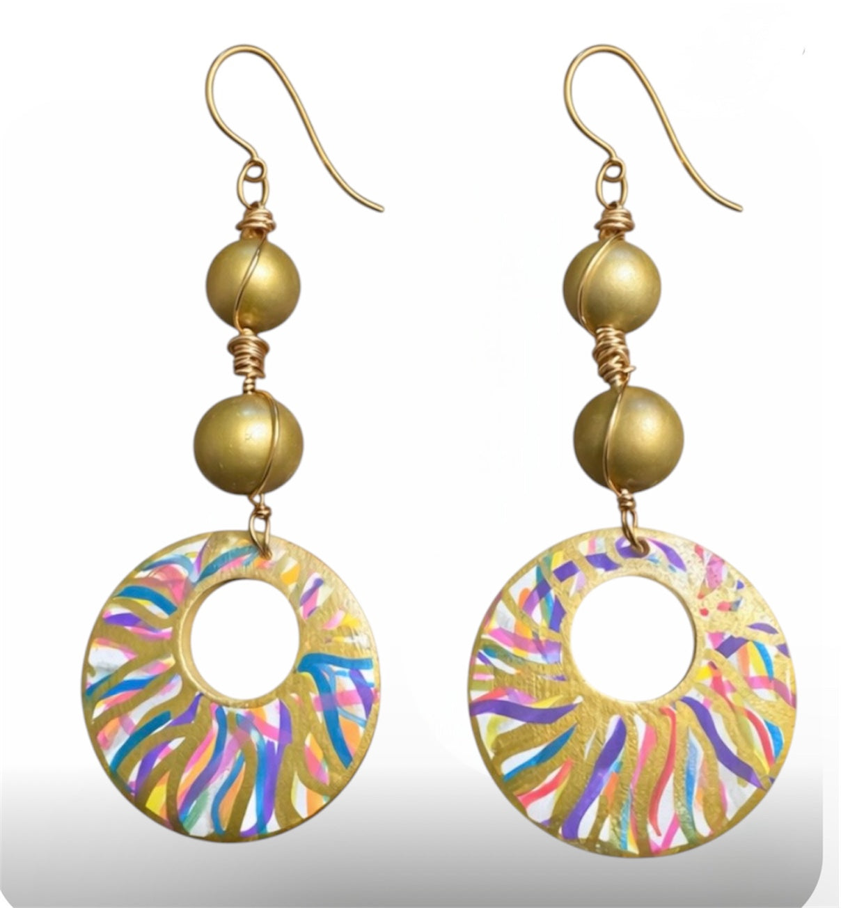 Afrocentric Golden Radiance Color Splash Statement Earrings